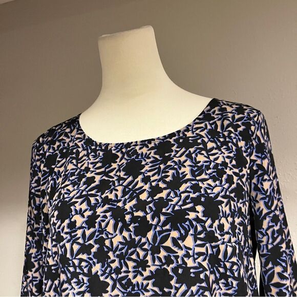 Boat neck long sleeve loose fit a-line floral mini dress - Picture 2 of 12